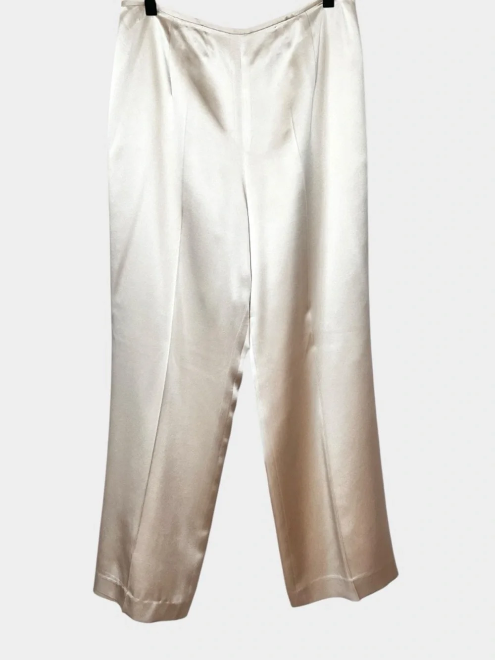 TALBOTS Vintage Silk Straight Leg Pants Lined Trousers Champagne Tan Size 8P - Picture 3 of 9
